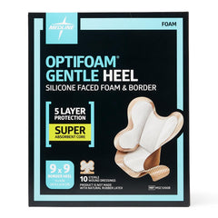 Optifoam Gentle Heel Silicone-Faced Foam Dressing - Waterproof Pressure Injury Prevention Bandage