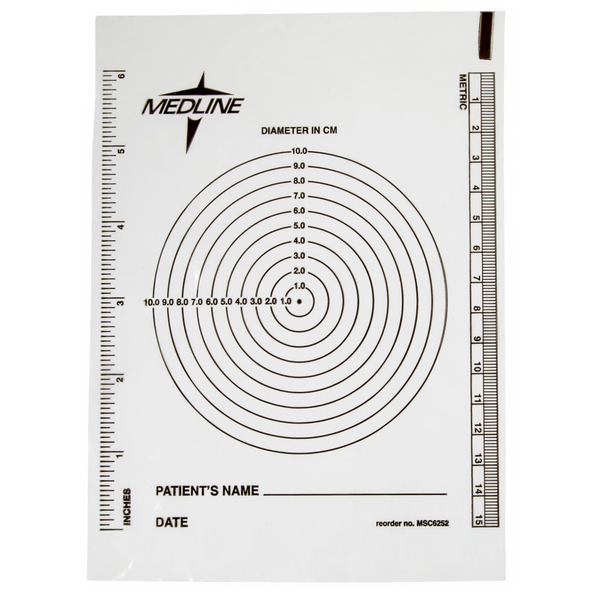 Bullseye Plastic Wound Measurement Ruler - Disposable Transparent Guide with Metric & Imperial Scales