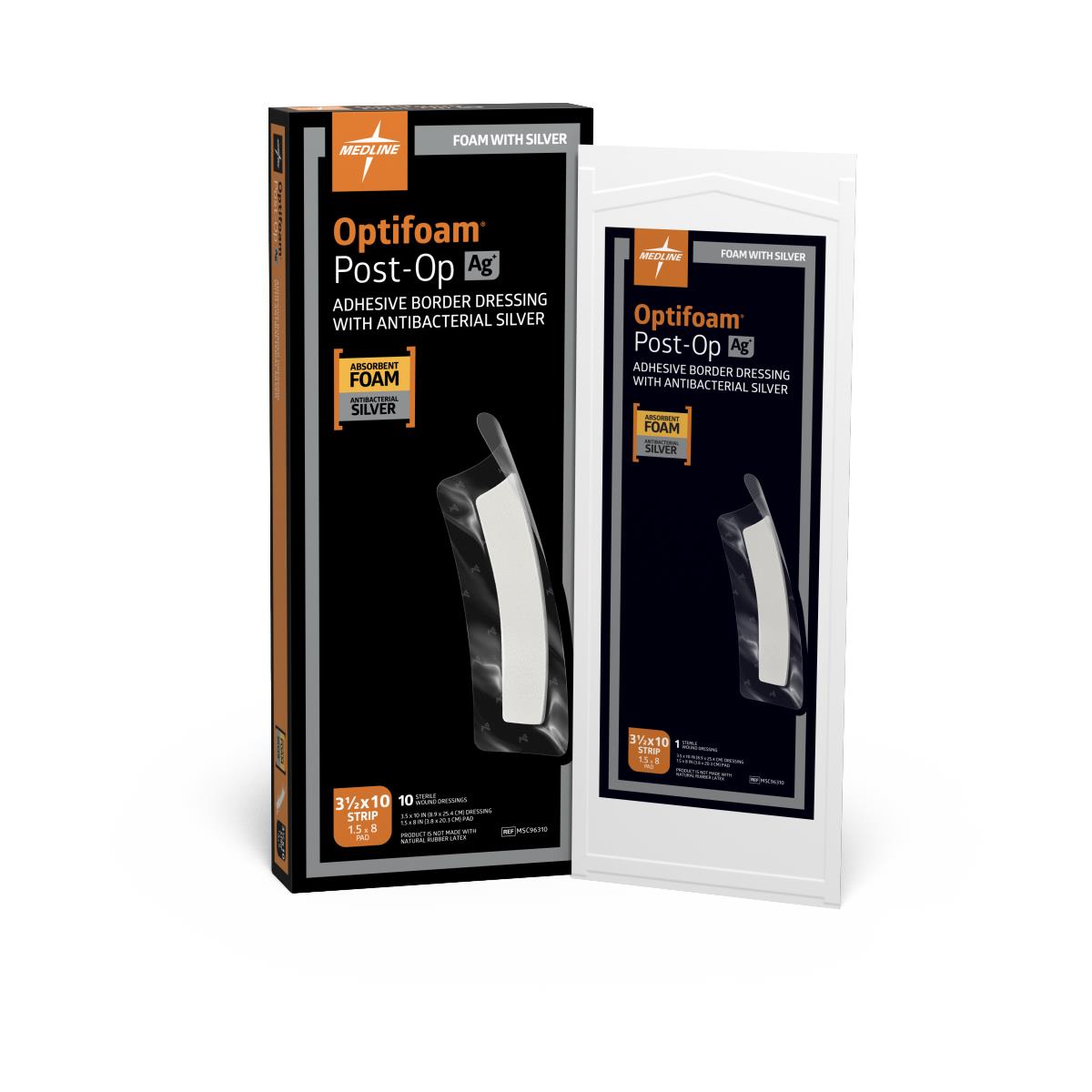 Optiform Def Optifoam Ag+ Antimicrobial Foam Dressing 3.5x10 | Medline Wound Care ...