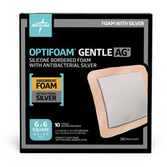 Optifoam Gentle Ag+ Silicone Bordered Foam Dressing - Antimicrobial Wound Care with Ionic Silver