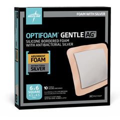 Optifoam Gentle Ag+ Silicone Bordered Foam Dressing - Antimicrobial Wound Care with Ionic Silver