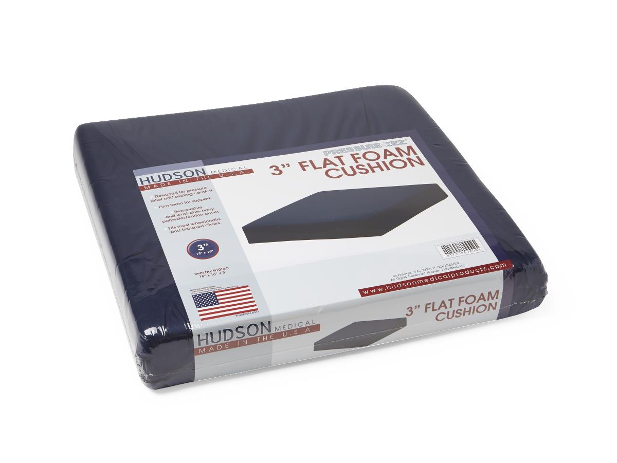 Single Density Foam Cushion - 18x16x3 Inch Medical Grade Seat Cushion with Washable Cover