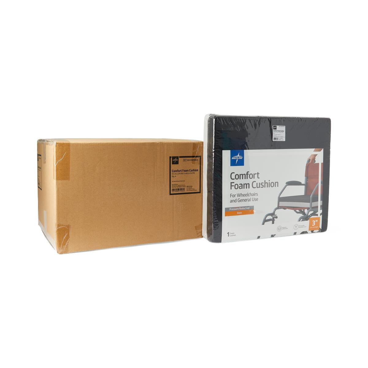 Medline Comfort Foam Cushions - Therapeutic Pressure Relief Wheelchair Seat Cushion (Multiple Sizes)