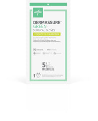 DermAssure Green Surgical Gloves - Polychloroprene Latex-Free with Anti-Roll Cuff Technology