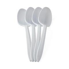 Disposable White Plastic Spoons - Medium Weight Case of 1000
