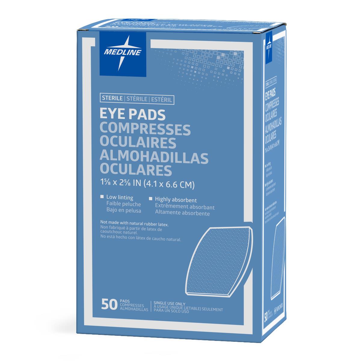 Medline Sterile Eye Pads - Oval Shape, Absorbent Cotton Fill, Individually Wrapped (NON21600)