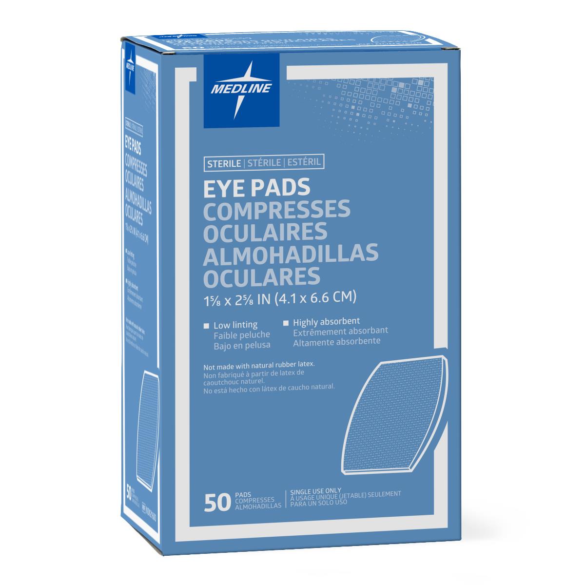 Medline Sterile Eye Pads - Oval Shape, Absorbent Cotton Fill, Individually Wrapped (NON21600)