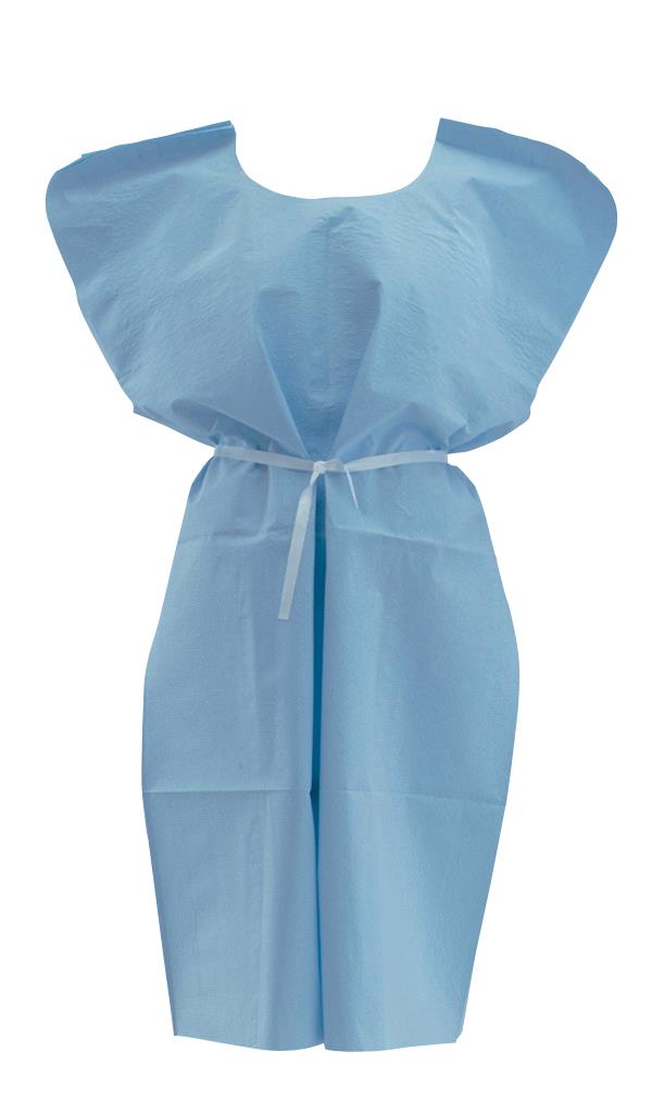 Medline Reinforced Tissue Patient Gown - Disposable 3-Ply TPT Medical Gown with Adjustable Ties