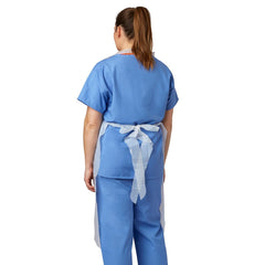 Medline Protective Poly Disposable Apron 28" x 46" White - Latex-Free Medium Weight Pullover