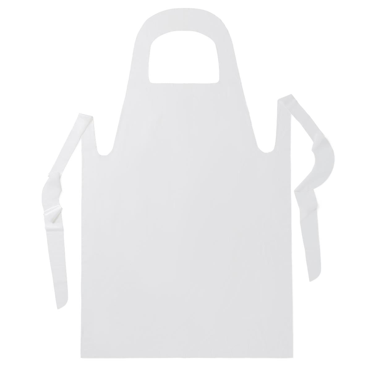 Medline Protective Poly Disposable Apron 28" x 46" White - Latex-Free Medium Weight Pullover