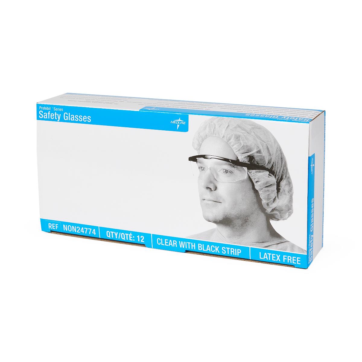 Medline Clear Safety Glasses with Black Frame - NON24774 | ANSI Certified Eye Protection