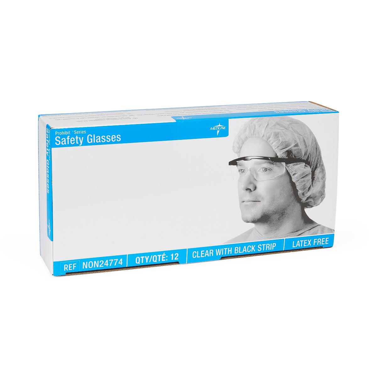 Medline Clear Safety Glasses with Black Frame - NON24774 | ANSI Certified Eye Protection