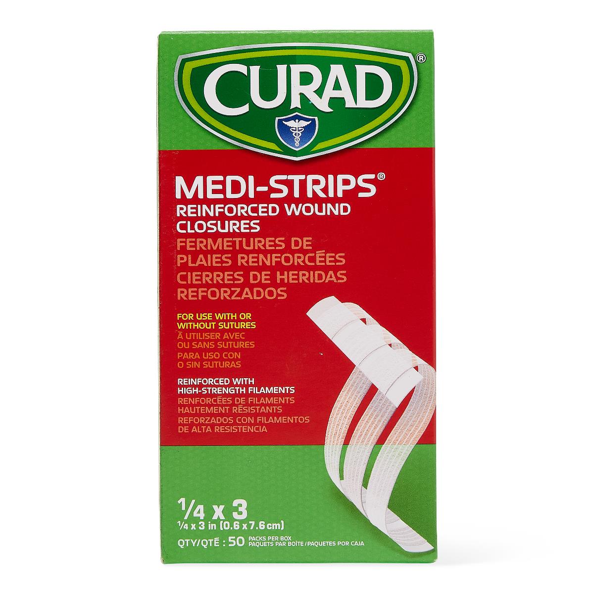 Curad Medi-Strip Wound Closure Strips - Hypoallergenic Adhesive Skin Closures for Surgical Incisions & Lacerations