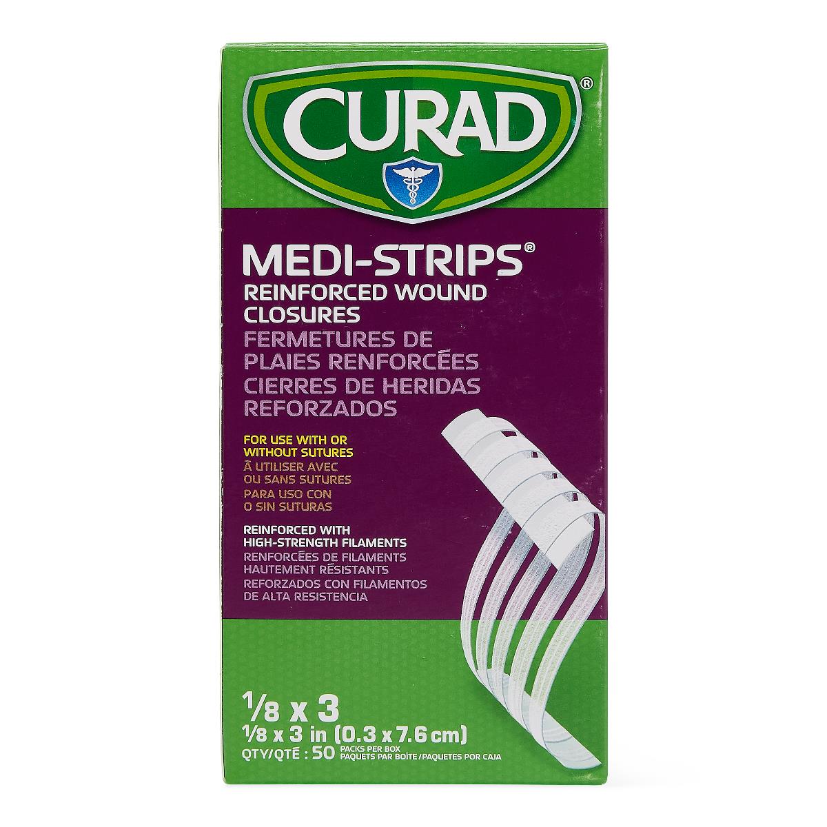 Curad Medi-Strip Wound Closure Strips - Hypoallergenic Adhesive Skin Closures for Surgical Incisions & Lacerations