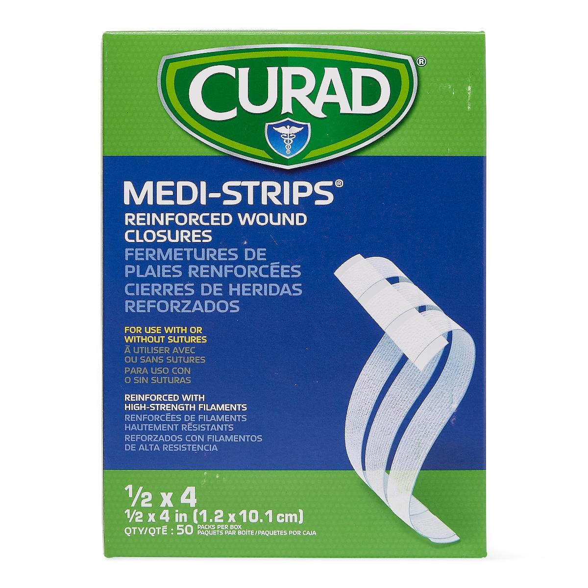 Curad Medi-Strip Wound Closure Strips - Hypoallergenic Adhesive Skin Closures for Surgical Incisions & Lacerations