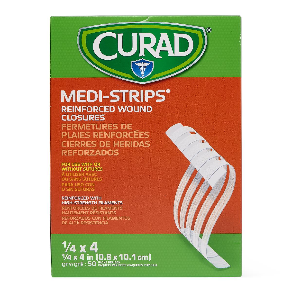Curad Medi-Strip Wound Closure Strips - Hypoallergenic Adhesive Skin Closures for Surgical Incisions & Lacerations