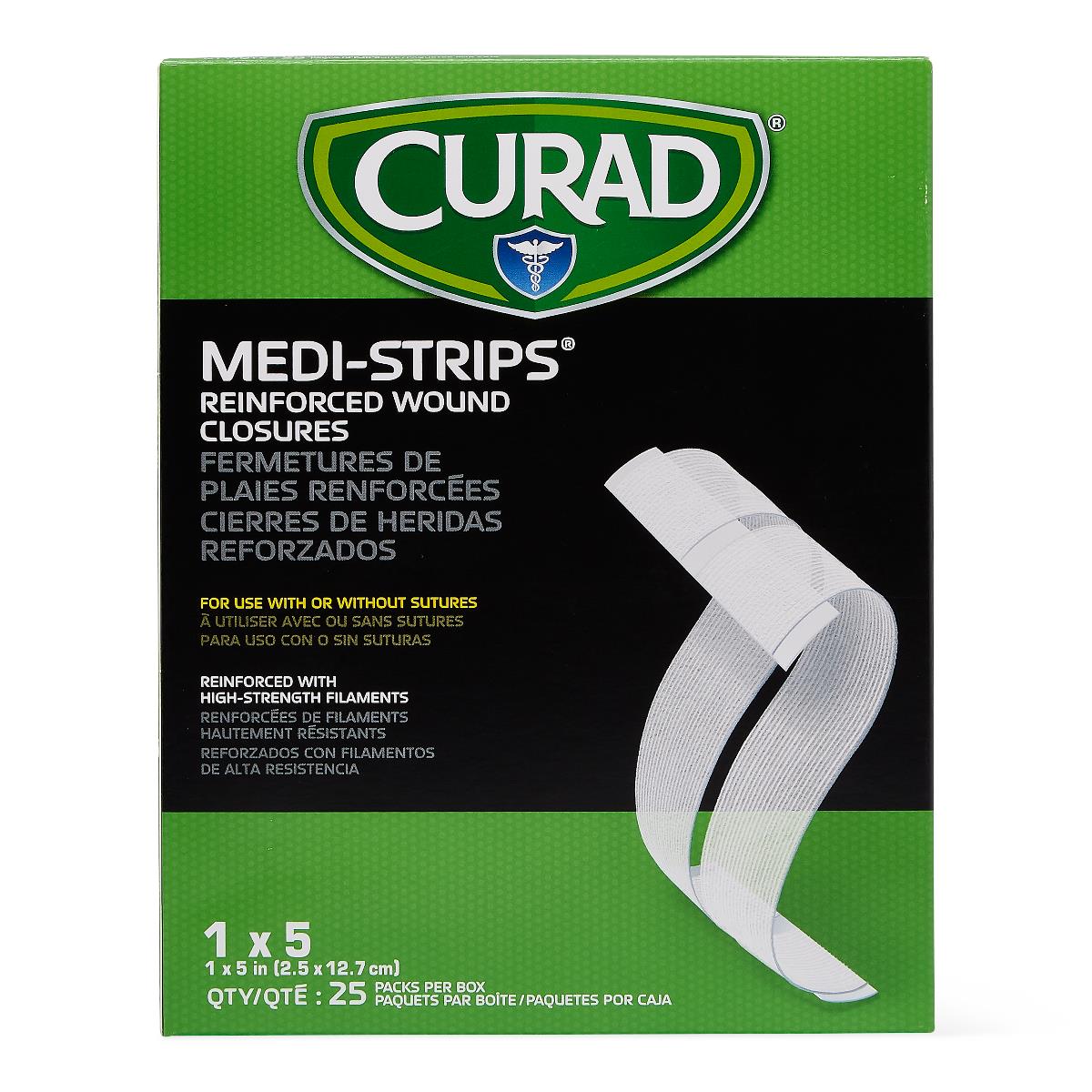 Curad Medi-Strip Wound Closure Strips - Hypoallergenic Adhesive Skin Closures for Surgical Incisions & Lacerations