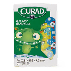 Curad Galaxy Adhesive Bandages - Fun Space-Themed Bandages for Kids & Adults (0.75 x 3 Inch)