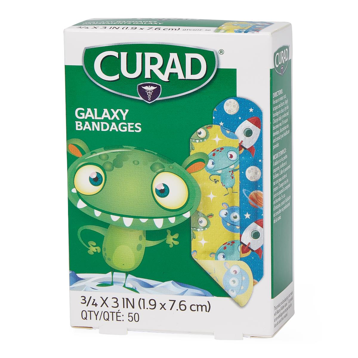 Curad Galaxy Adhesive Bandages - Fun Space-Themed Bandages for Kids & Adults (0.75 x 3 Inch)