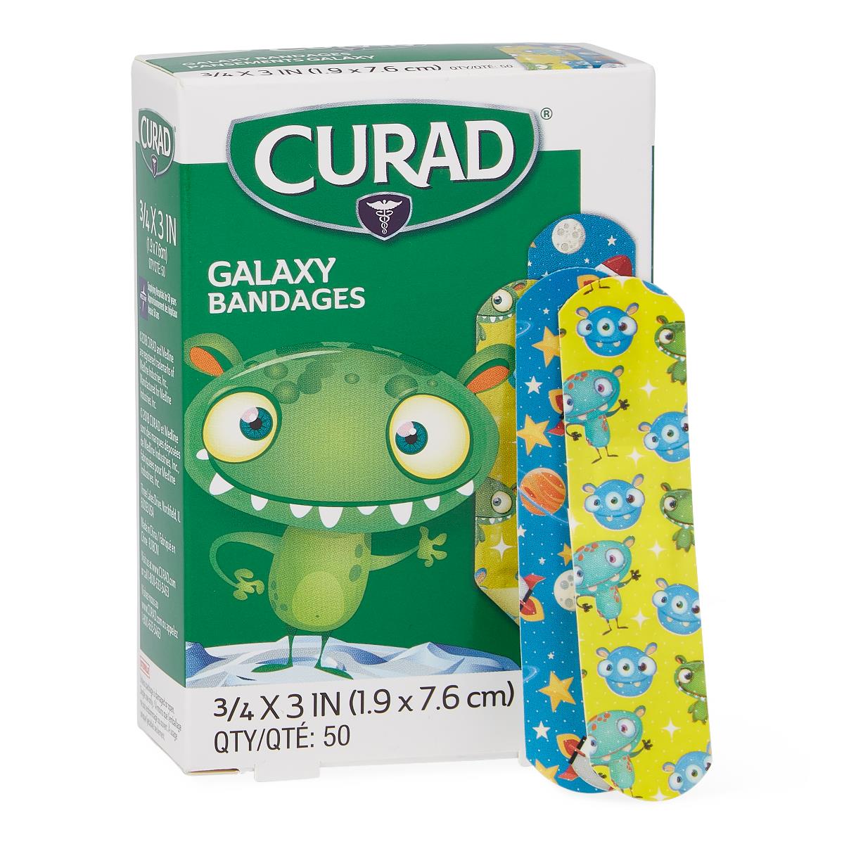 Curad Galaxy Adhesive Bandages - Fun Space-Themed Bandages for Kids & Adults (0.75 x 3 Inch)