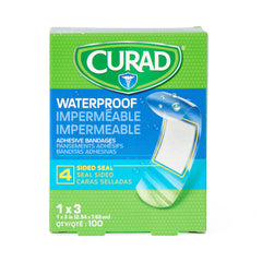 Curad Waterproof Bandages - Sterile Adhesive Bandages 1x3 Inch, Latex-Free with 4-Sided Seal Protection