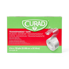 Medline Cuard Transparent Adhesive Tape, 2" x 10 Yards, Hypoallergenic, Latex-Free, Non-Sterile