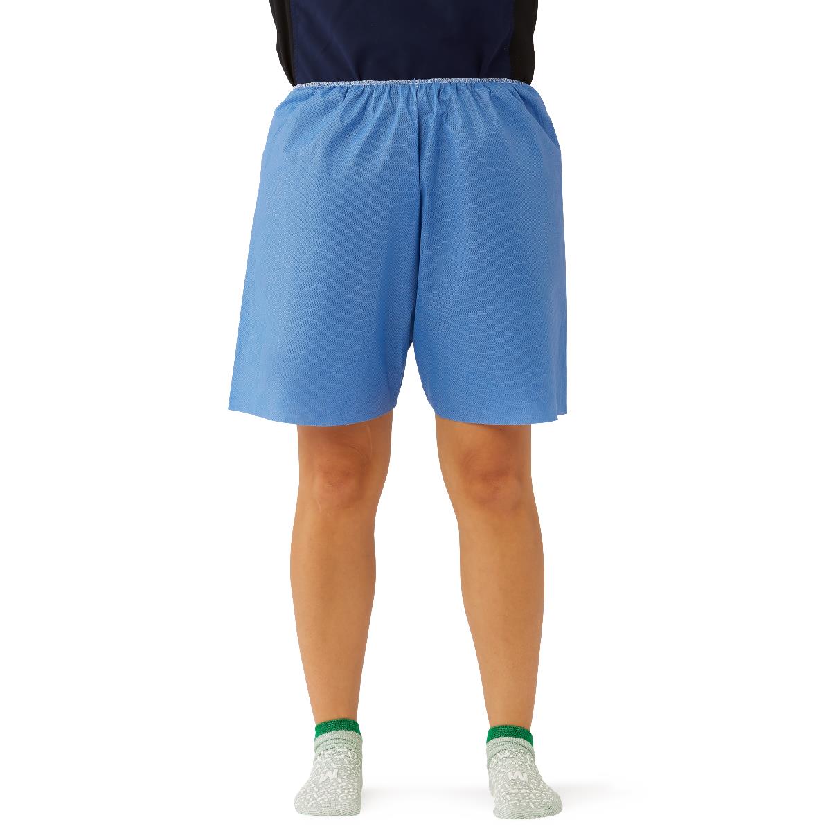 Blue Multilayer Disposable Exam Shorts with Elastic Waist - Medical Grade SMS Material