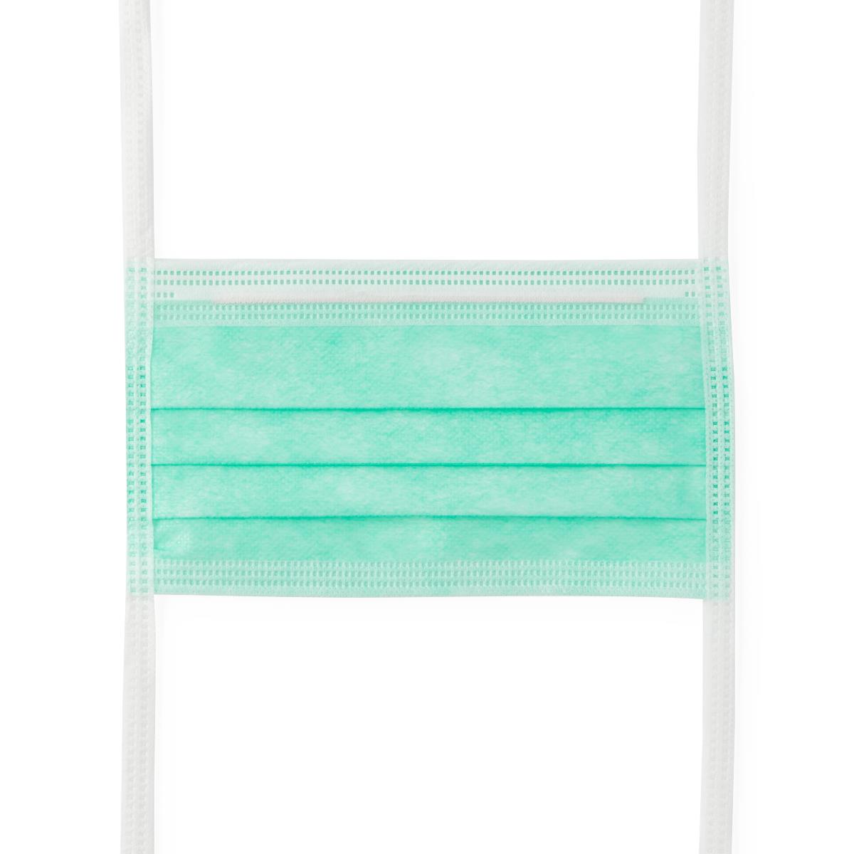 Medline ASTM Level 1 Surgical Face Mask with Foam Anti-Fog Strip and Ties - Blue, 3-Ply Pleated Disposable Medical Masks