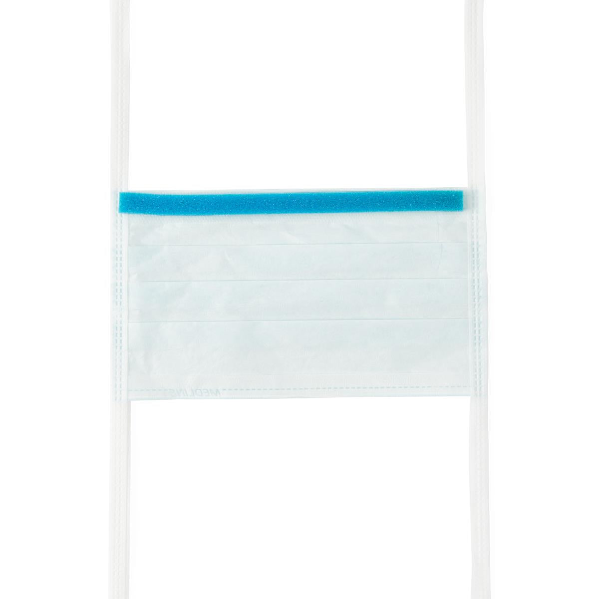 Medline ASTM Level 1 Surgical Face Mask with Foam Anti-Fog Strip and Ties - Blue, 3-Ply Pleated Disposable Medical Masks
