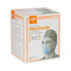 Professional Cone-Style Face Masks with Adjustable Band - 3-Ply Disposable Procedure Masks (Blue)