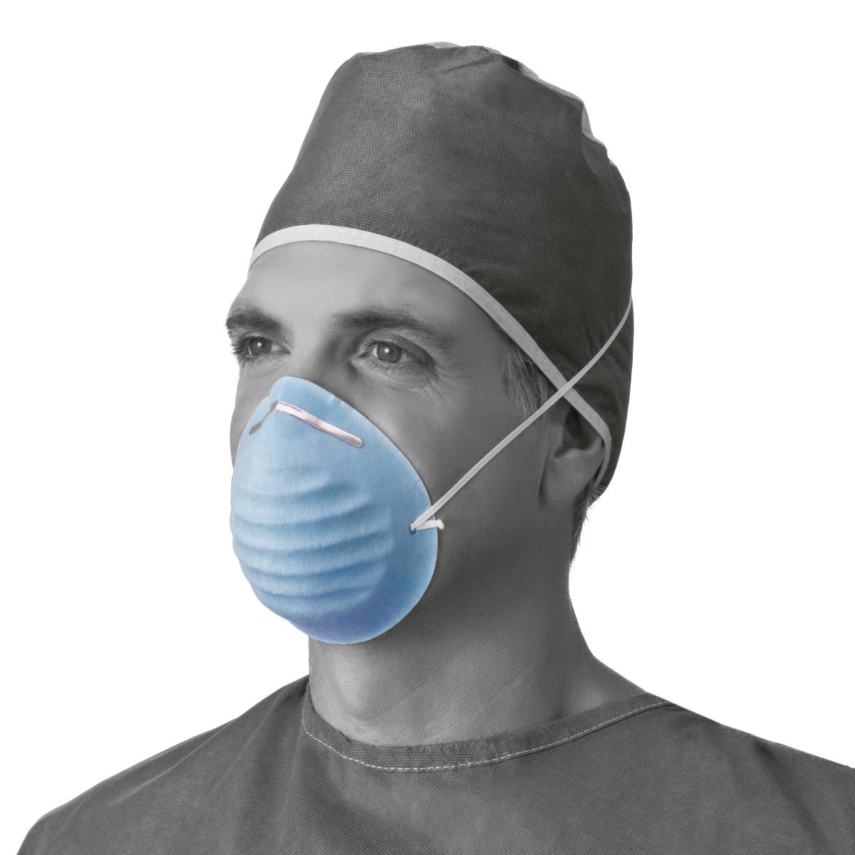 Professional Cone-Style Face Masks with Adjustable Band - 3-Ply Disposable Procedure Masks (Blue)