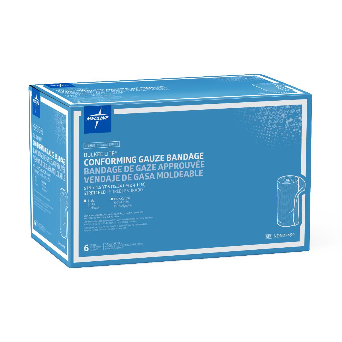 Bulkee Lite Sterile Cotton Conforming Bandages - Ultra-Soft 3-Ply Medical Wrap
