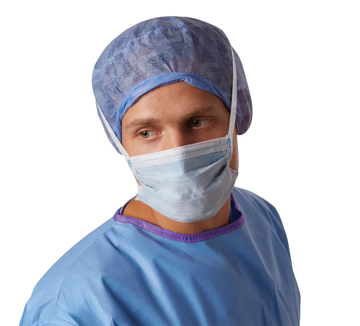 Premium Nonwoven Composite Material Surgical Caps - Blue, One Size Fits Most