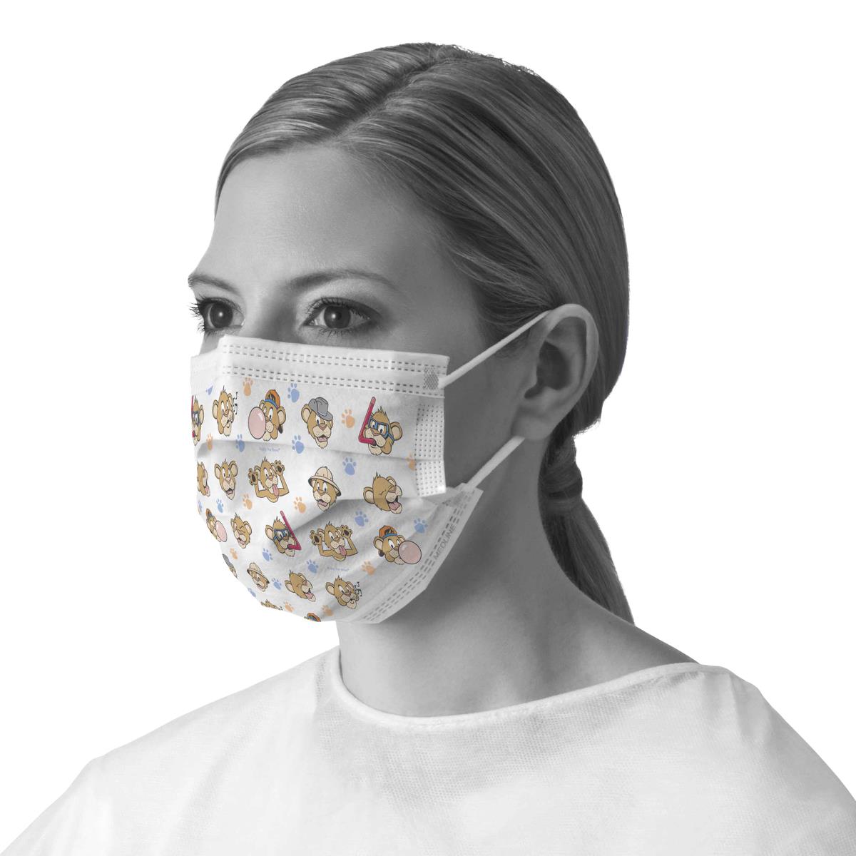 Adult Procedure Face Mask with Pediatric Buddy Print - 3-Ply Disposable Medical Masks with Ear Loops