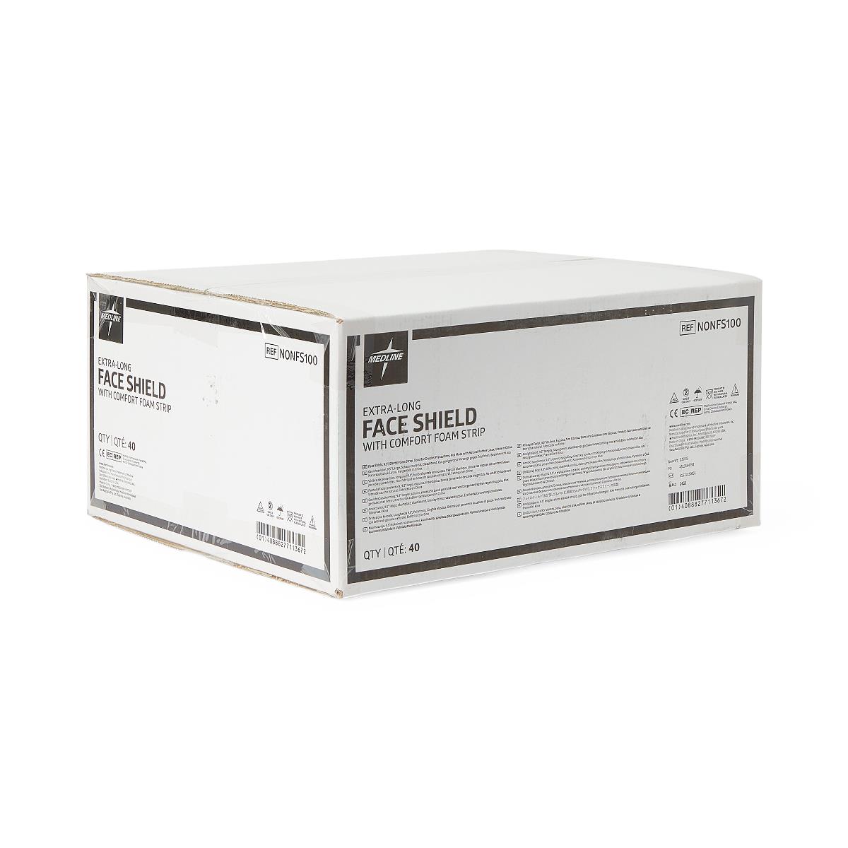 Medline Disposable Face Shield with Foam Top and Elastic Band, 3/4 Length, 6.5 Inch