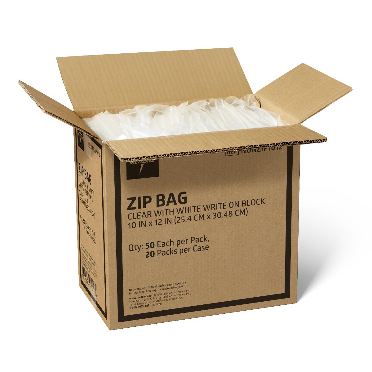 Medical Plastic Zip Closure Bags with White Write-On Block - 2 Mil Reclosable Storage