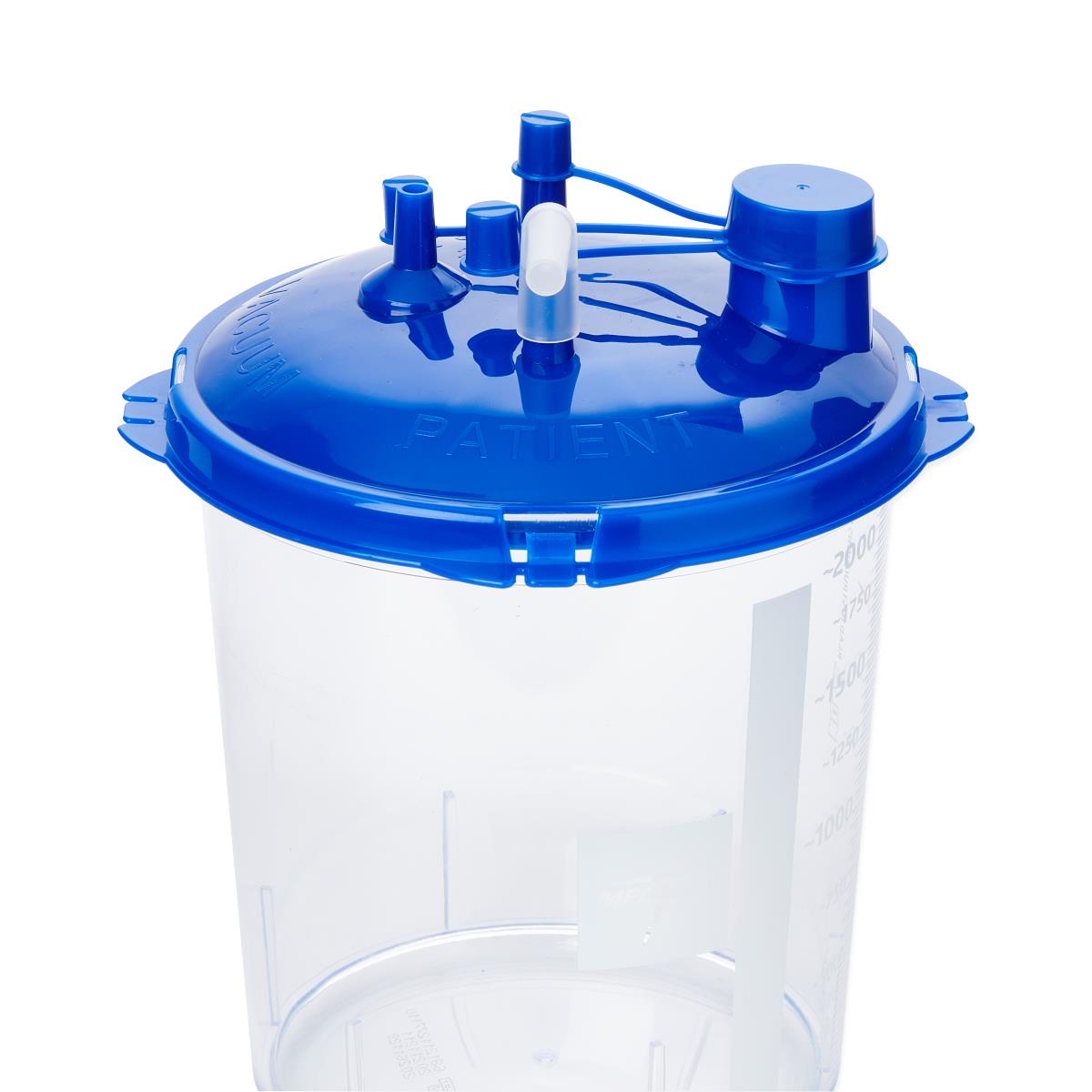 Rigid Suction Canisters 1200cc - Disposable Medical Suction Canister with Locking Lid & Hydrophobic Shutoff Valve