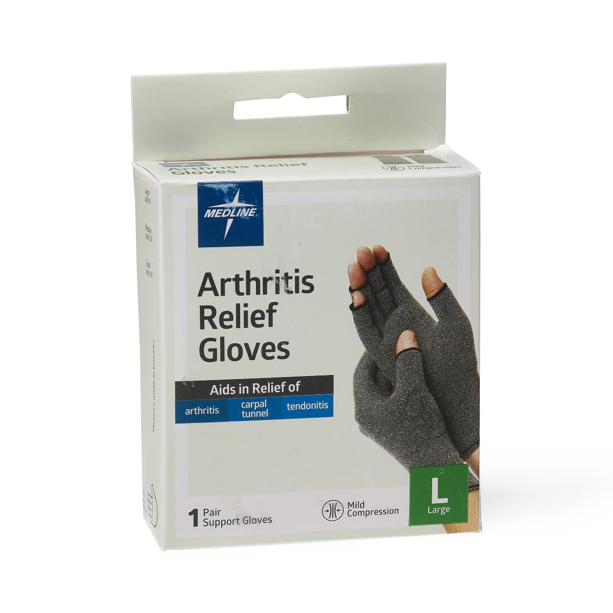Medline Arthritis Compression Gloves - Cotton/Spandex - Open Fingertip Design - Multiple Sizes