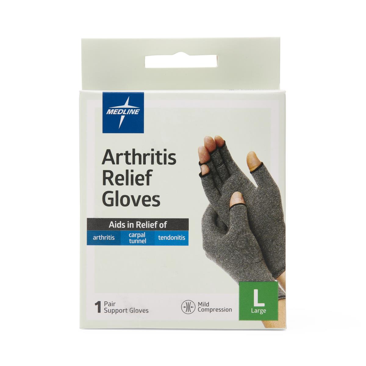Medline Arthritis Compression Gloves - Cotton/Spandex - Open Fingertip Design - Multiple Sizes