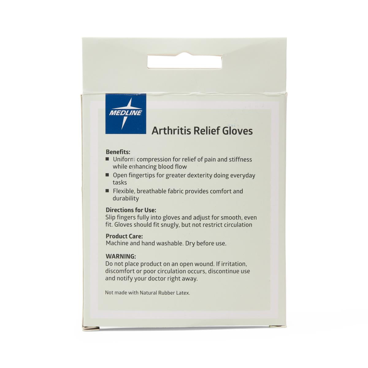 Medline Arthritis Compression Gloves - Cotton/Spandex - Open Fingertip Design - Multiple Sizes