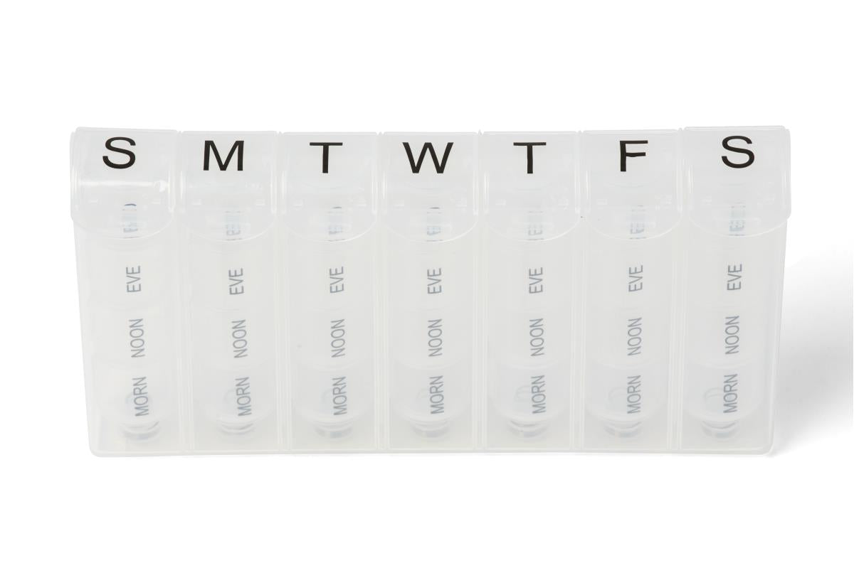 Medline 7-Day Weekly Pill Organizer Minder - 4 Times Daily Medication Reminder Box