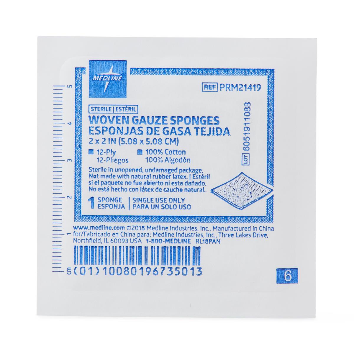 Medline Woven Sterile USP Type VII Gauze Sponges - Premium Cotton Wound Dressing (Multiple Sizes & Ply Options)