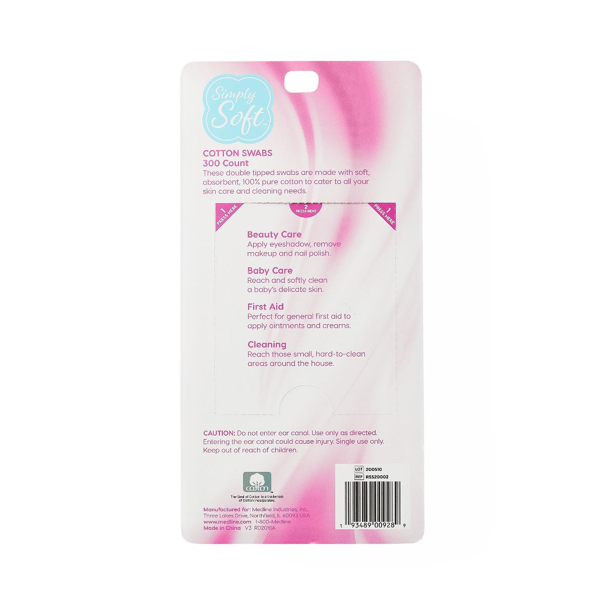 Medline Sterile Cotton-Tipped Applicators - Wooden Shaft, Individually Wrapped, Case of 24