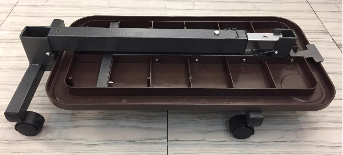 Medline Fold-Flat Overbed Table with Basket - Height Adjustable 29.5-41" with 50 lb Capacity