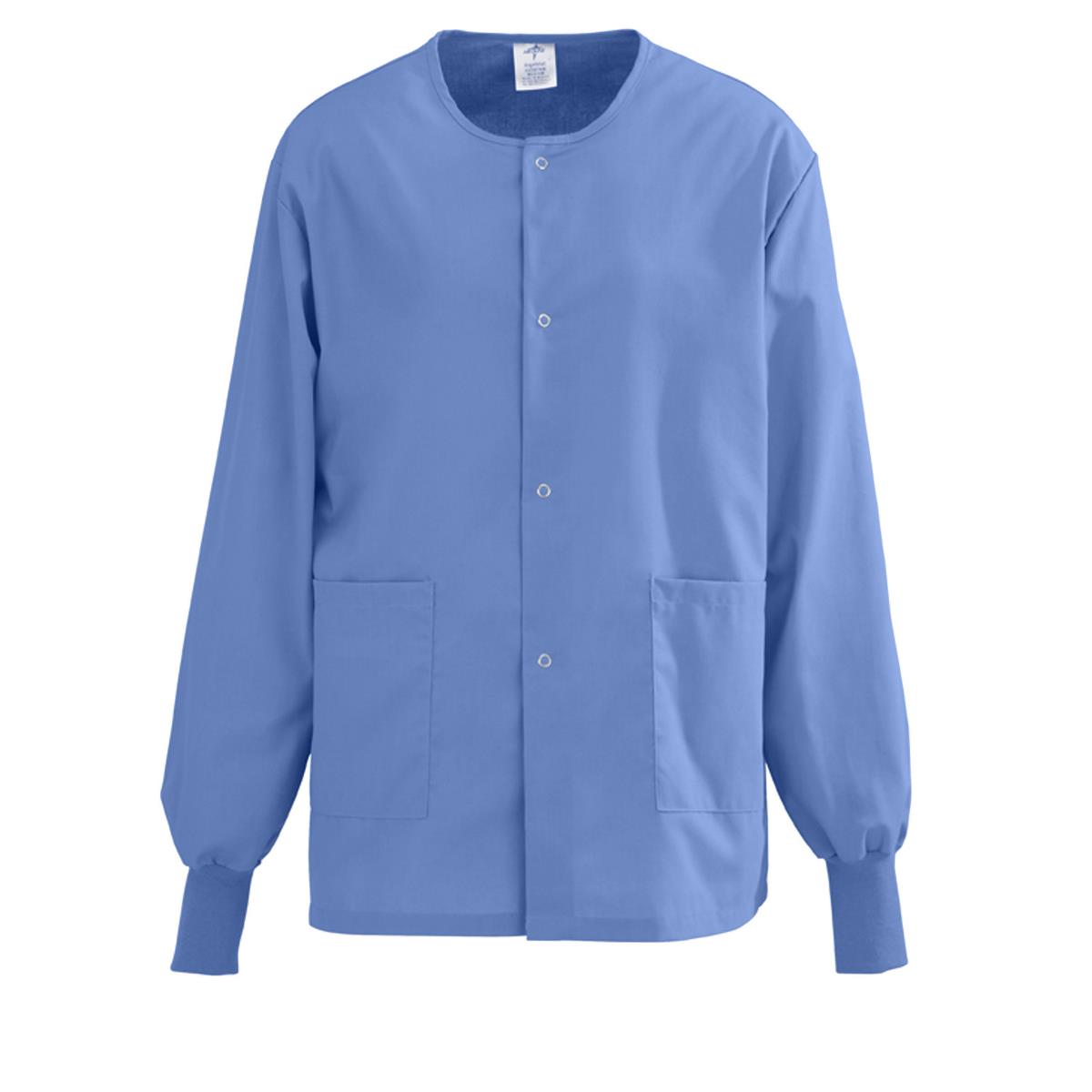 Medline Angelstat Ceil Blue Warmup Jacket - Unisex Medical Scrub Jacket with Knitted Cuffs