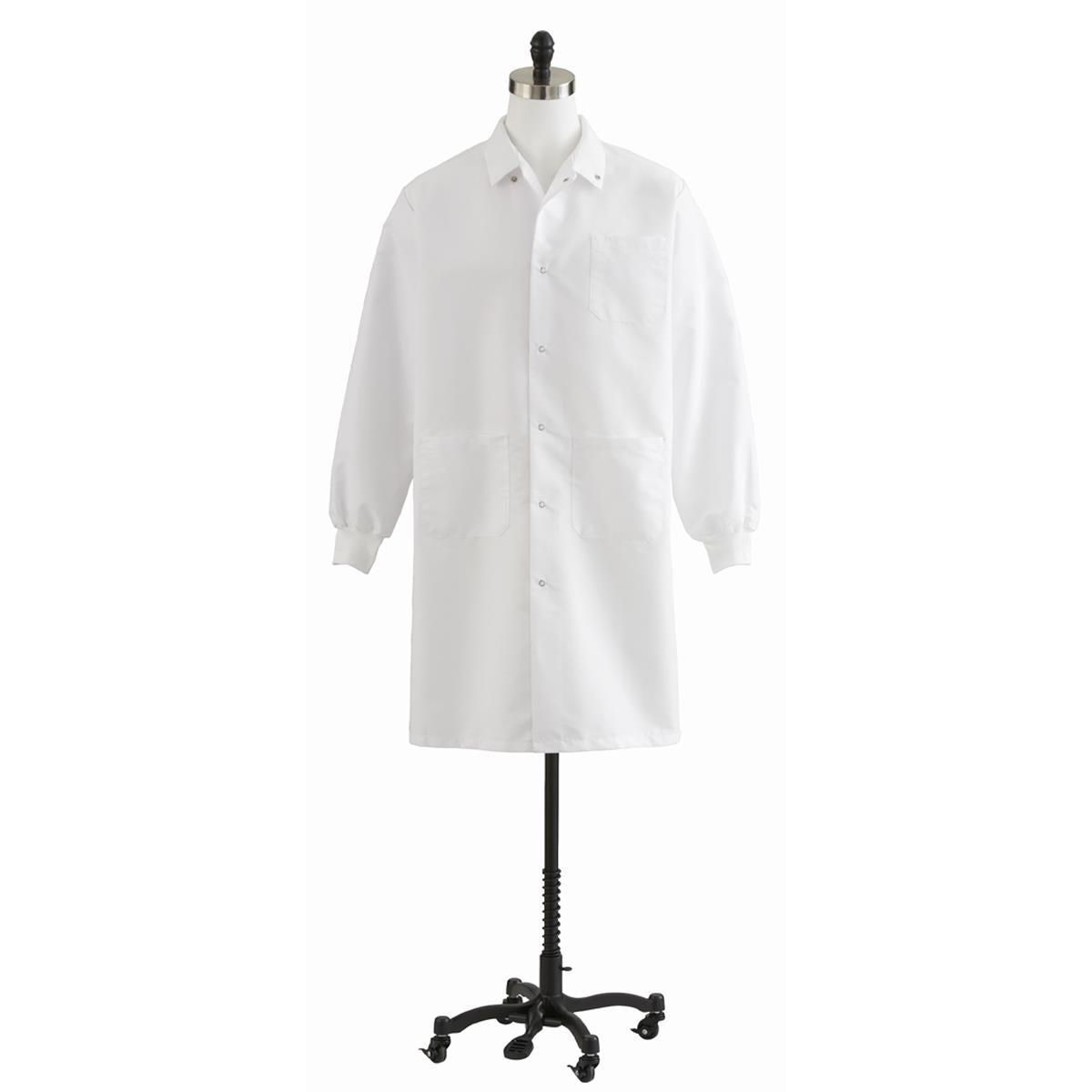 Medline Unisex Knit Cuff Knee Length Lab Coat - Professional Medical Apparel with Snap Front & Multiple Pockets