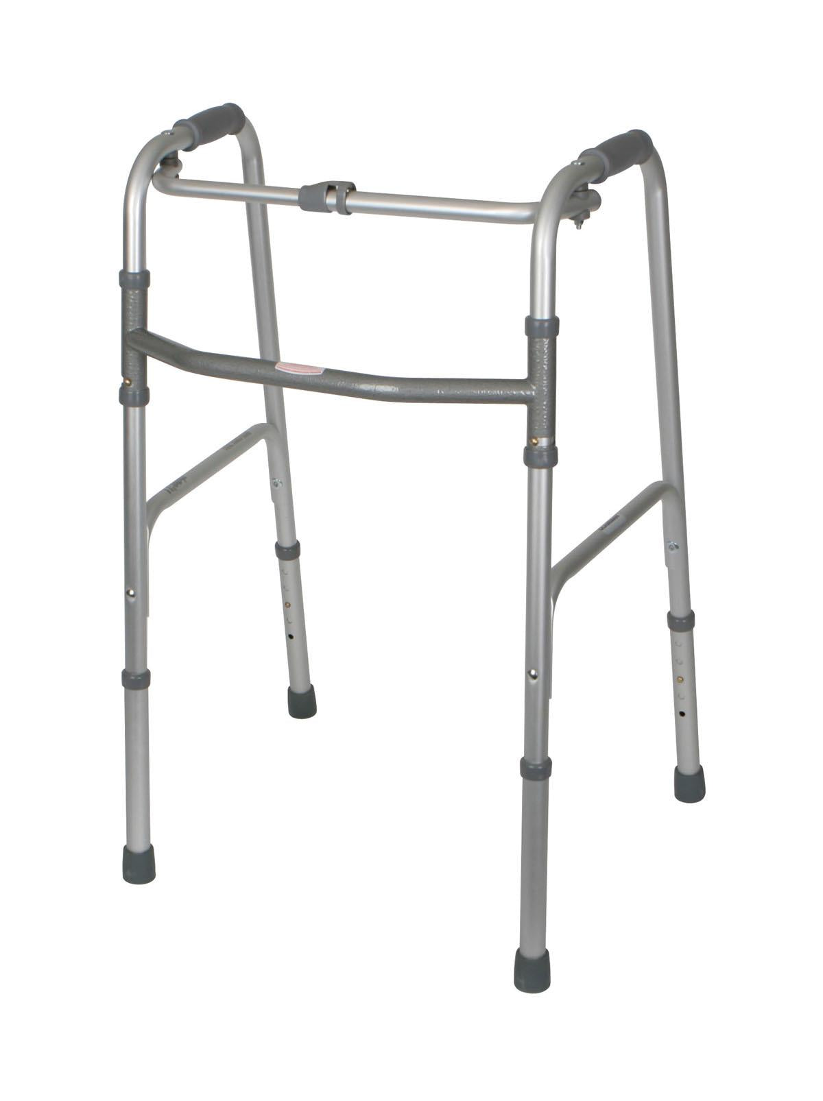 Medline Adult One-Button Folding Walker - Aluminum, Latex-Free, 250 lbs Capacity (Case of 2)