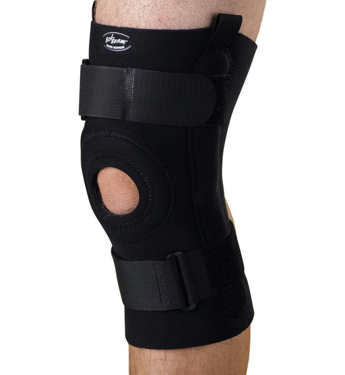 Medline U-Shaped Hinged Knee Support Brace - Open Patella Design with Removable Buttress & Heavy-Duty Hinges