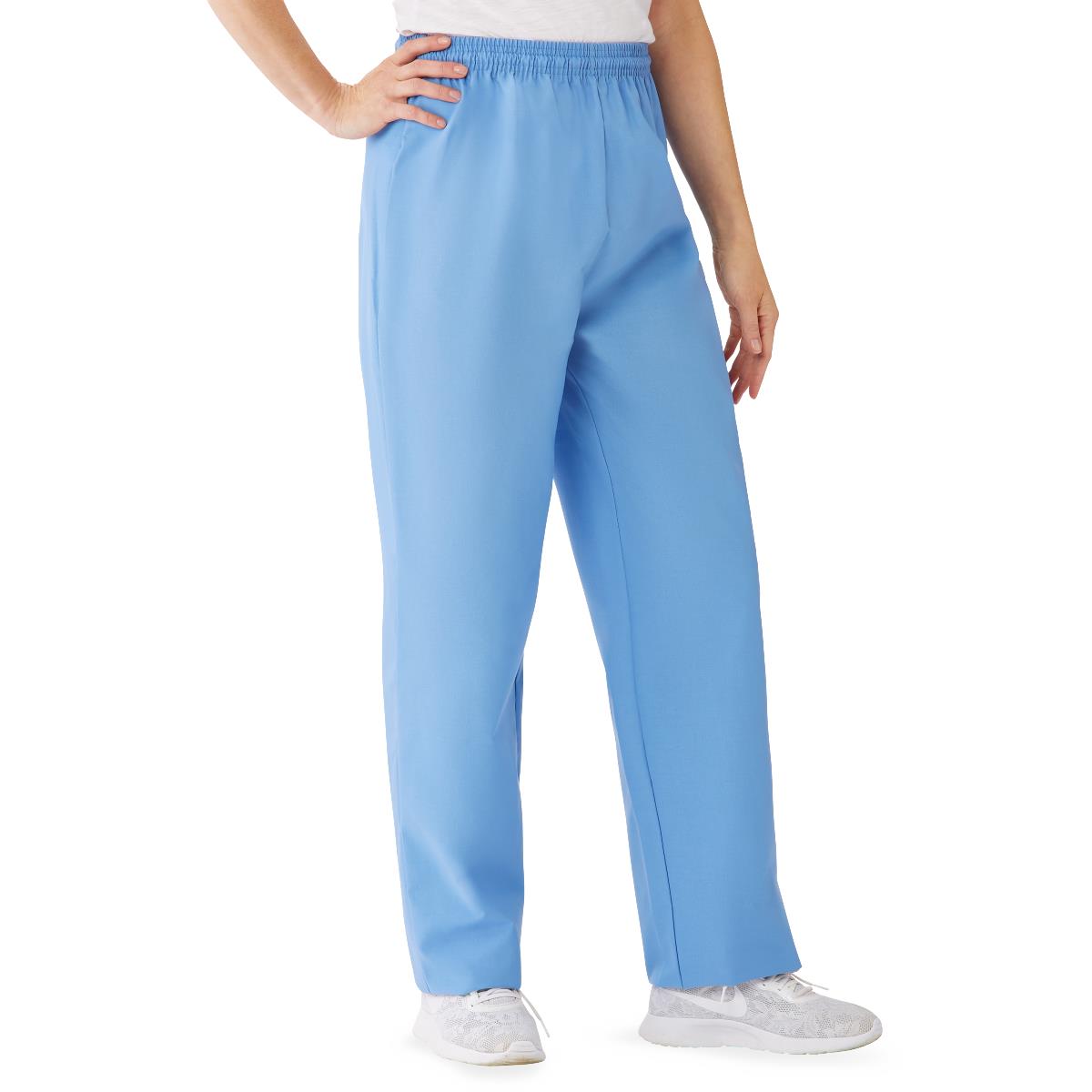 Women's Elastic Drawstring Waist Scrub Pants - Cotton Polyester Blend Medical Uniform Bottoms
