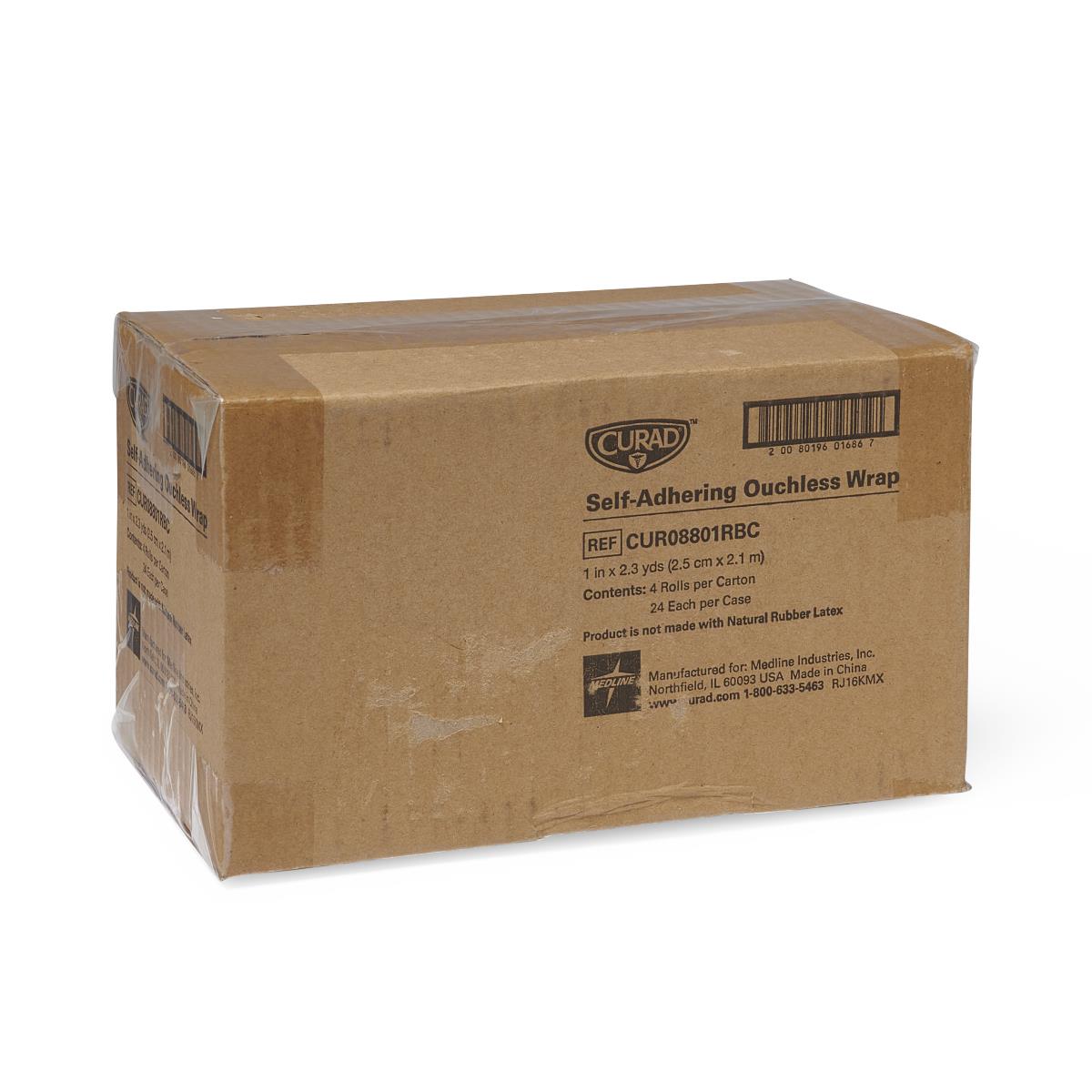 Curad Ouchless Self-Adhering Wrap - Gentle Cohesive Bandage for Sensitive Skin (No Adhesive)